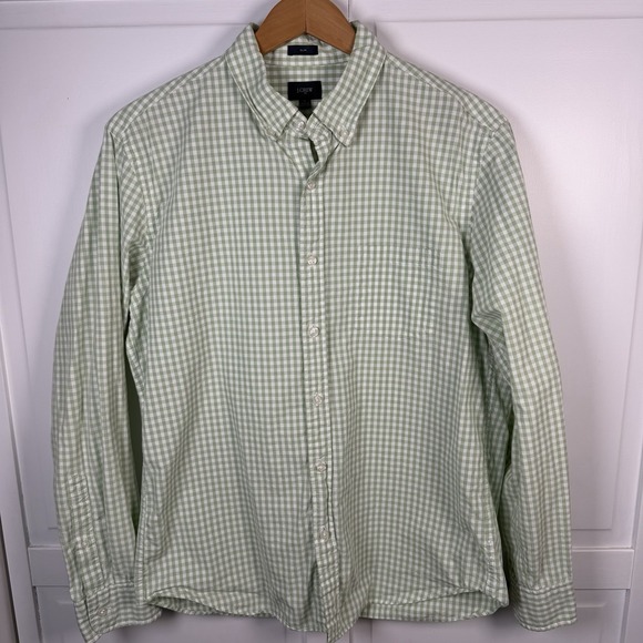 J. Crew Factory Other - J Crew Shirt Mens Large Green White Gingham Check Button Down Casual Cotton
